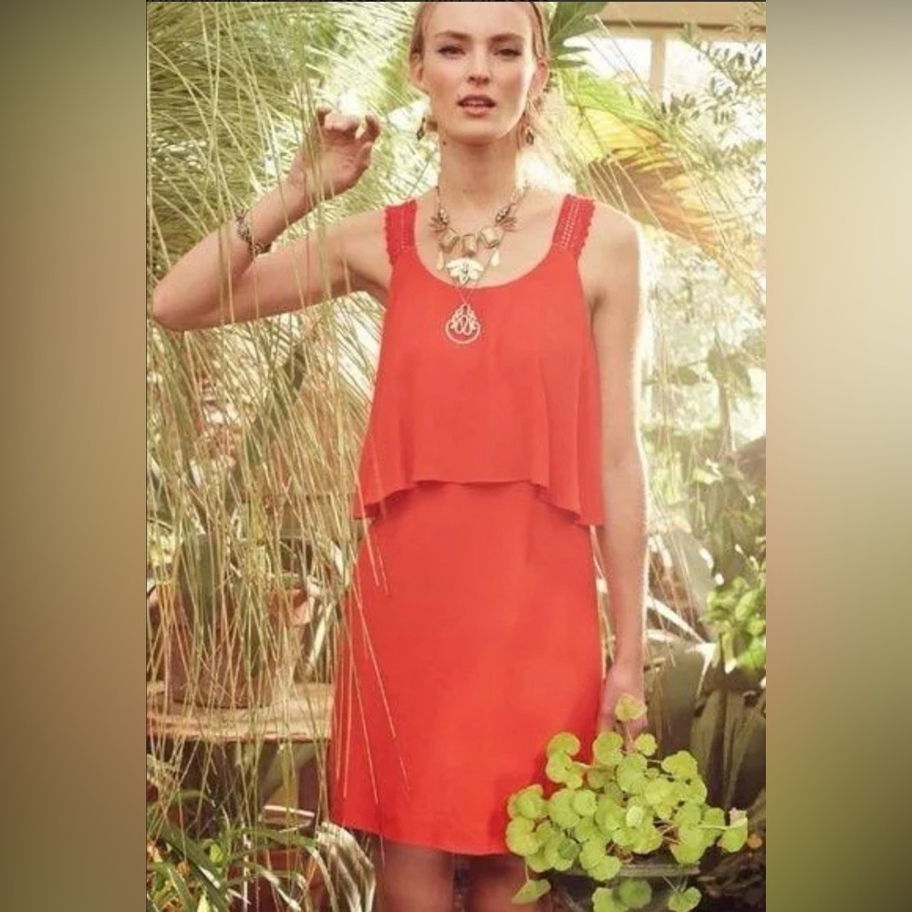 Anthropologie Maeve Tisana Ruffle Red Dress in Size 4